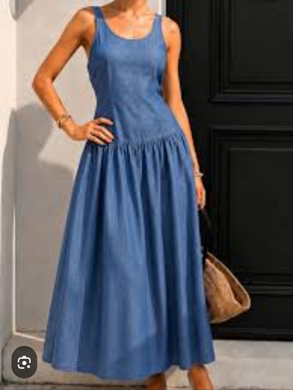 NWOT Zara Blue Sleeveless Gathered Maxi Dress, Small